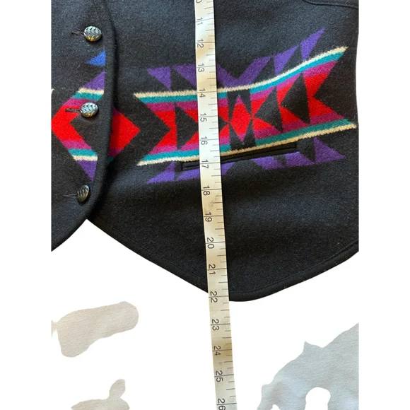 Vintage Knockabouts Pendleton Aztec Wool Vest Women's Sz Large Black Multicolor - Picture 11 of 11